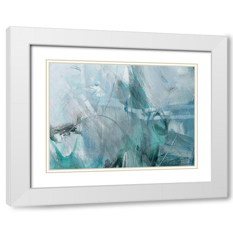 Xpress Blue White Modern Wood Framed Art Print with Double Matting by King