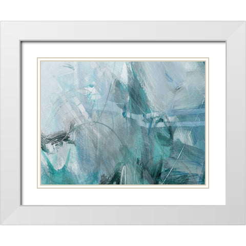 Xpress Blue White Modern Wood Framed Art Print with Double Matting by King