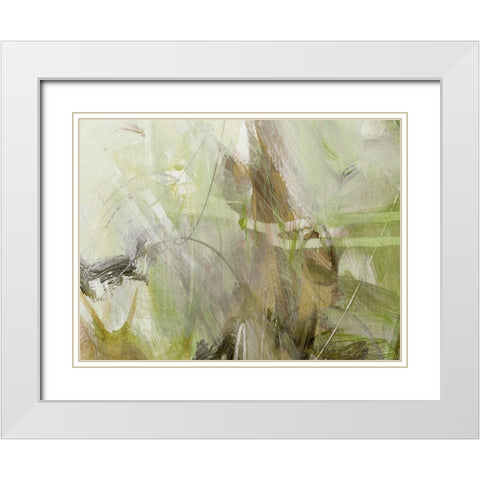 Xpress Green White Modern Wood Framed Art Print with Double Matting by King