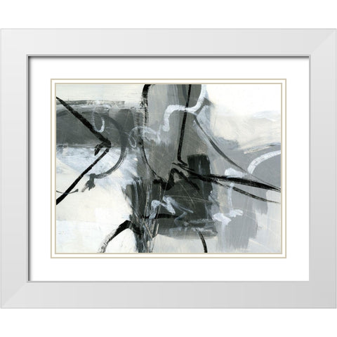 Shades of Gray I White Modern Wood Framed Art Print with Double Matting by King
