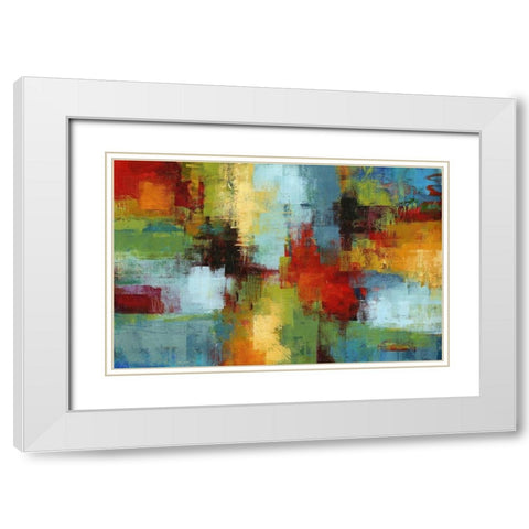 Colorburst White Modern Wood Framed Art Print with Double Matting by King