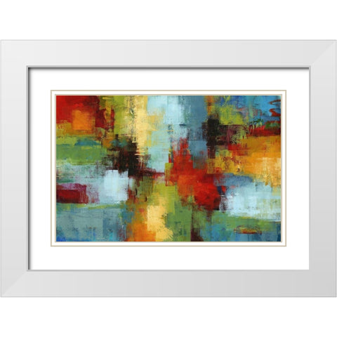 Colorburst White Modern Wood Framed Art Print with Double Matting by King