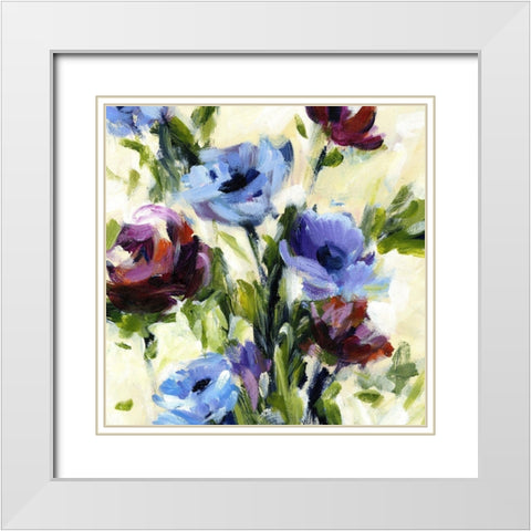 Floral Banquet I White Modern Wood Framed Art Print with Double Matting by King