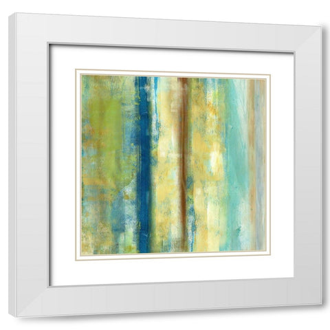 Patina Stripes I White Modern Wood Framed Art Print with Double Matting by King