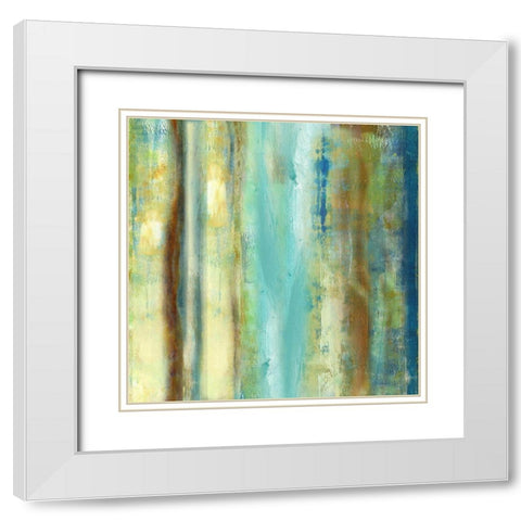 Patina Stripes II White Modern Wood Framed Art Print with Double Matting by King