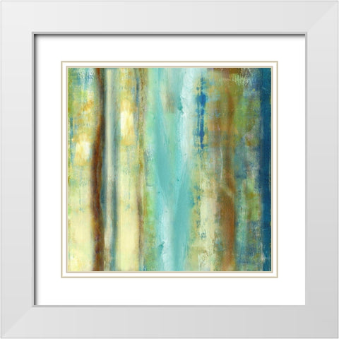 Patina Stripes II White Modern Wood Framed Art Print with Double Matting by King