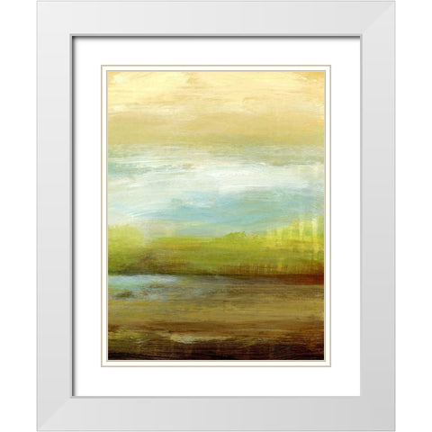 Distant Pond II White Modern Wood Framed Art Print with Double Matting by King