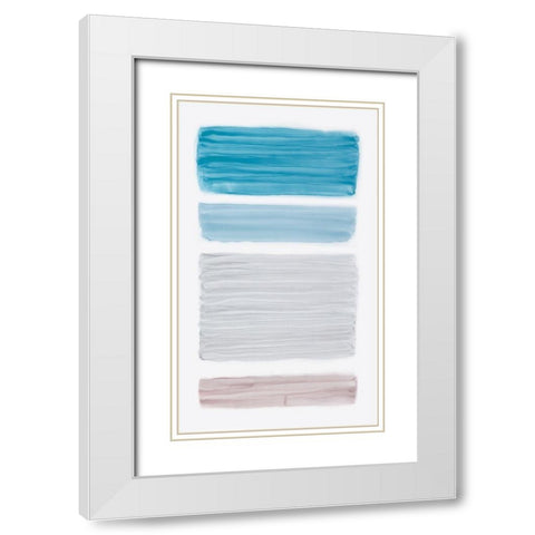 Bar Blue II White Modern Wood Framed Art Print with Double Matting by King