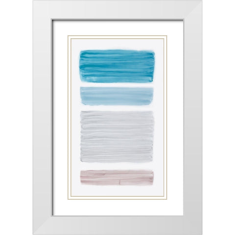 Bar Blue II White Modern Wood Framed Art Print with Double Matting by King