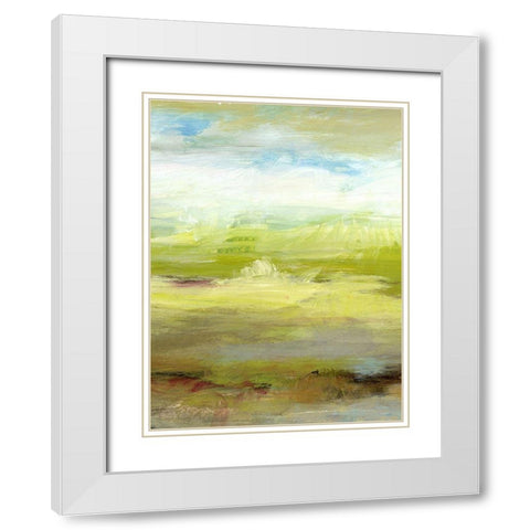 Grass Plains I White Modern Wood Framed Art Print with Double Matting by King