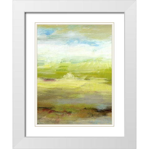 Grass Plains I White Modern Wood Framed Art Print with Double Matting by King