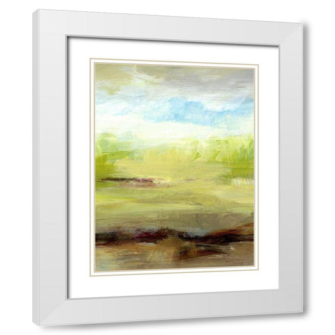 Grass Plains II White Modern Wood Framed Art Print with Double Matting by King