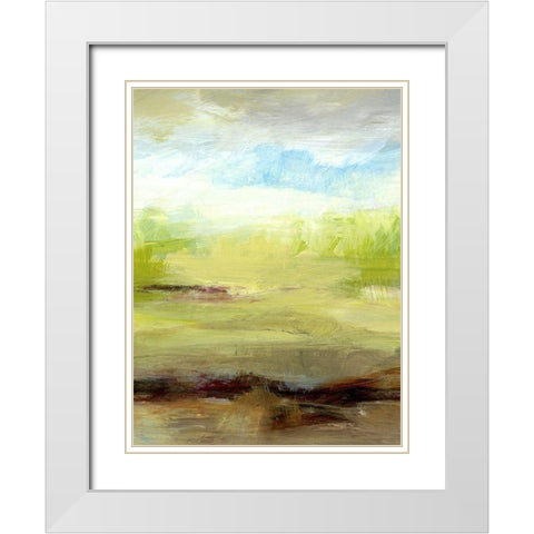 Grass Plains II White Modern Wood Framed Art Print with Double Matting by King