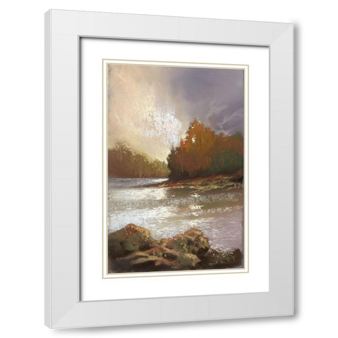 Ripple Effect I White Modern Wood Framed Art Print with Double Matting by Ricci