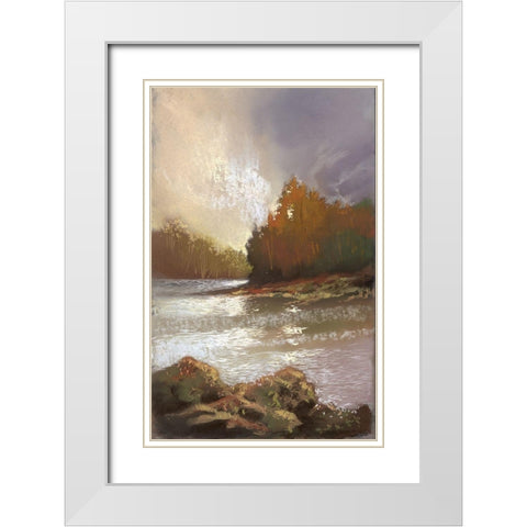 Ripple Effect I White Modern Wood Framed Art Print with Double Matting by Ricci