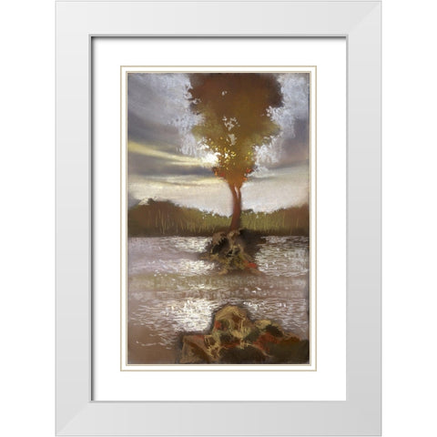 Ripple Effect II White Modern Wood Framed Art Print with Double Matting by Ricci