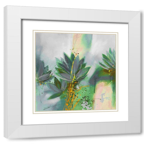 Water Lily Fusion White Modern Wood Framed Art Print with Double Matting by Scott