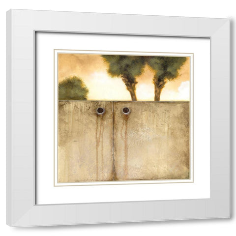 Peeking Palm I White Modern Wood Framed Art Print with Double Matting by Scott