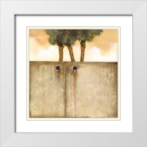 Peeking Palm II White Modern Wood Framed Art Print with Double Matting by Scott