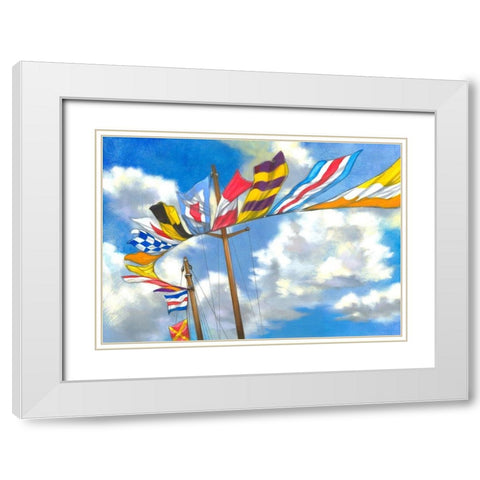 Yacht Flags White Modern Wood Framed Art Print with Double Matting by Scott