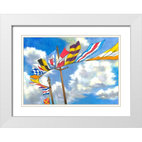Yacht Flags White Modern Wood Framed Art Print with Double Matting by Scott