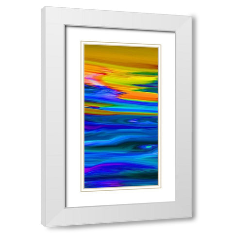 Sunset Waves I White Modern Wood Framed Art Print with Double Matting by Tripp