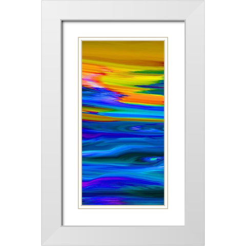 Sunset Waves I White Modern Wood Framed Art Print with Double Matting by Tripp