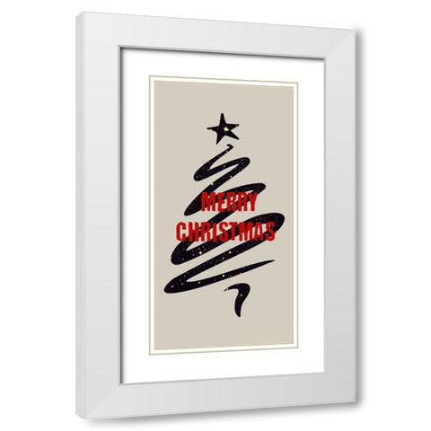Merry Christmas White Modern Wood Framed Art Print with Double Matting by Phillip, Jamie