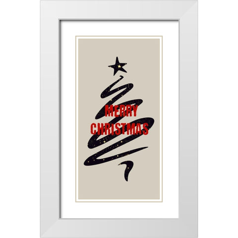 Merry Christmas White Modern Wood Framed Art Print with Double Matting by Phillip, Jamie