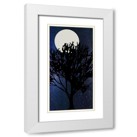Night Moon White Modern Wood Framed Art Print with Double Matting by Phillip, Jamie