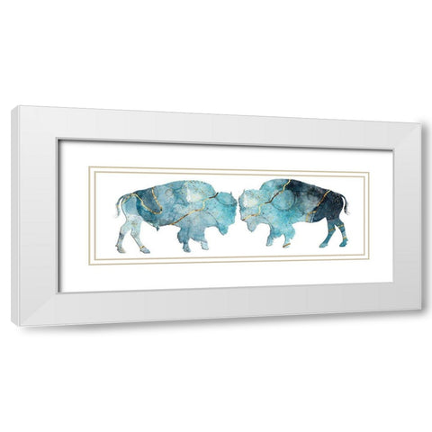 Abstract Buffalo 3 White Modern Wood Framed Art Print with Double Matting by Phillip, Jamie