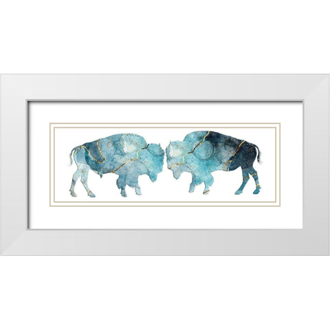 Abstract Buffalo 3 White Modern Wood Framed Art Print with Double Matting by Phillip, Jamie