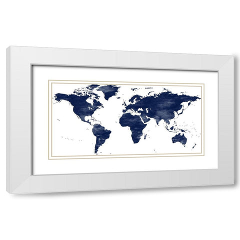 Navy Map White Modern Wood Framed Art Print with Double Matting by Phillip, Jamie