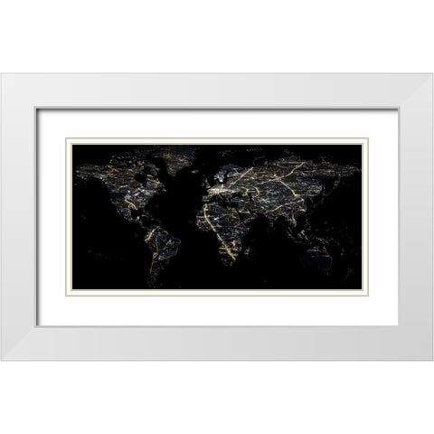 Night Map White Modern Wood Framed Art Print with Double Matting by Phillip, Jamie