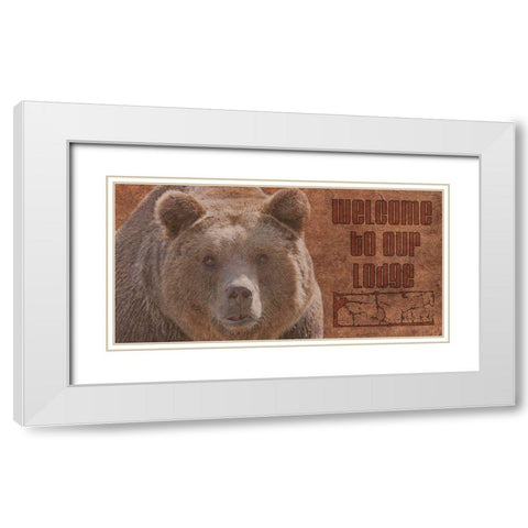 Wlcome To Our Lodge White Modern Wood Framed Art Print with Double Matting by Phillip, Jamie