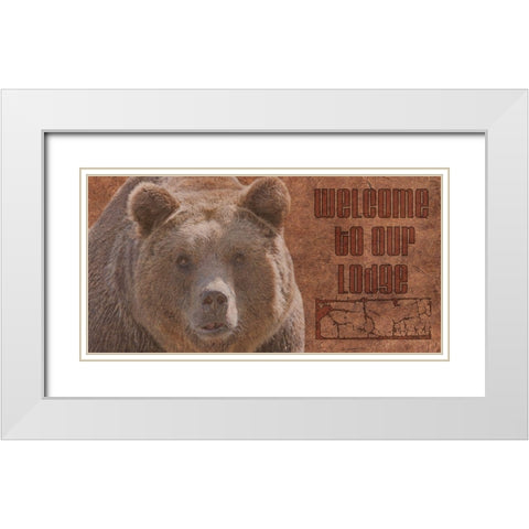 Wlcome To Our Lodge White Modern Wood Framed Art Print with Double Matting by Phillip, Jamie