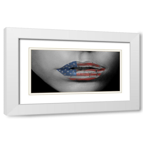 Kiss Me America White Modern Wood Framed Art Print with Double Matting by Phillip, Jamie