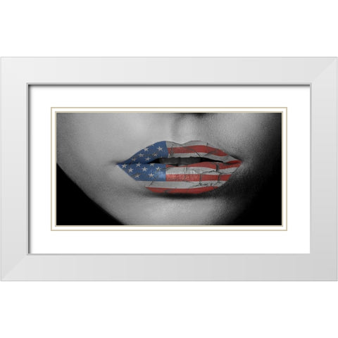 Kiss Me America White Modern Wood Framed Art Print with Double Matting by Phillip, Jamie