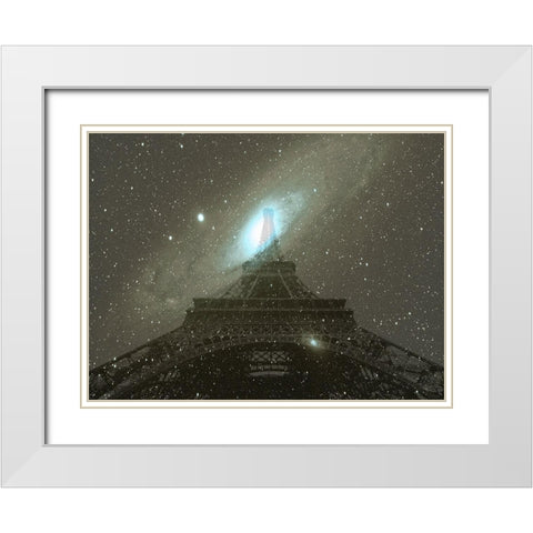 Paris In Space White Modern Wood Framed Art Print with Double Matting by Phillip, Jamie