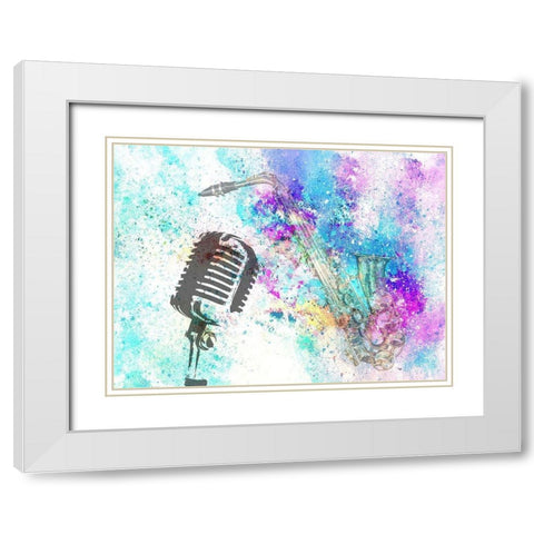 Sax White Modern Wood Framed Art Print with Double Matting by Phillip, Jamie