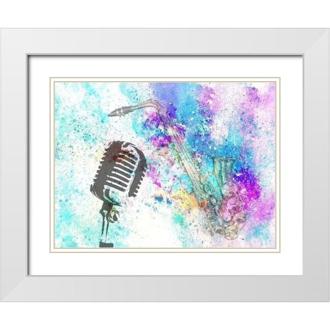Sax White Modern Wood Framed Art Print with Double Matting by Phillip, Jamie