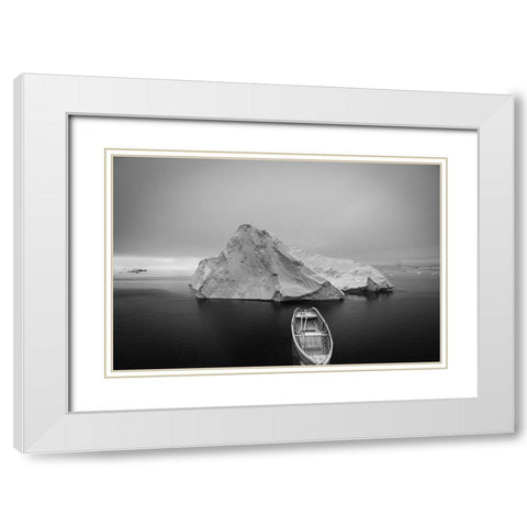 Winter Boat White Modern Wood Framed Art Print with Double Matting by Phillip, Jamie