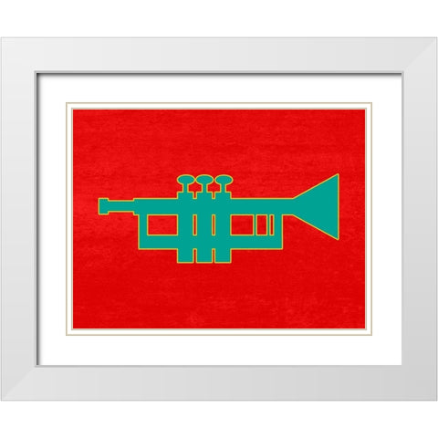Jazz Horn White Modern Wood Framed Art Print with Double Matting by Phillip, Jamie