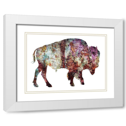 Rustic Bison White Modern Wood Framed Art Print with Double Matting by Phillip, Jamie