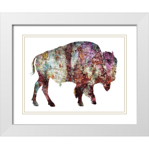 Rustic Bison White Modern Wood Framed Art Print with Double Matting by Phillip, Jamie