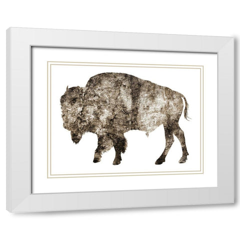Rustic Bison 2 White Modern Wood Framed Art Print with Double Matting by Phillip, Jamie