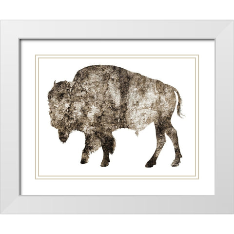 Rustic Bison 2 White Modern Wood Framed Art Print with Double Matting by Phillip, Jamie