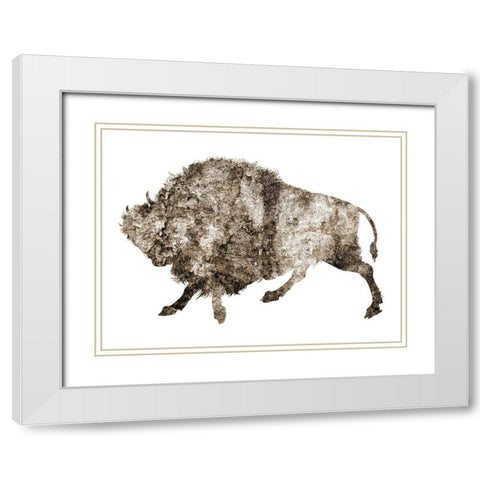 Rustic Bison 3 White Modern Wood Framed Art Print with Double Matting by Phillip, Jamie