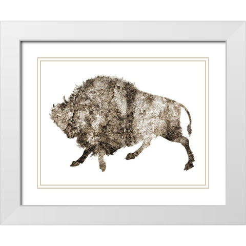 Rustic Bison 3 White Modern Wood Framed Art Print with Double Matting by Phillip, Jamie