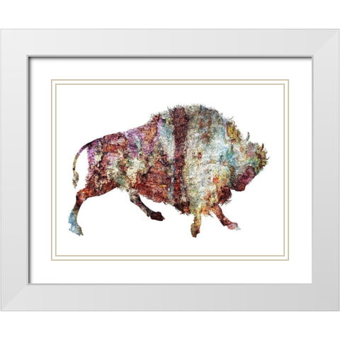 Rustic Bison 4 White Modern Wood Framed Art Print with Double Matting by Phillip, Jamie
